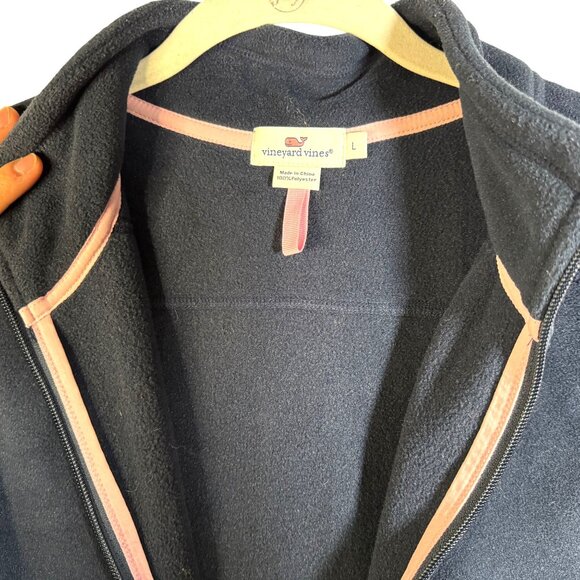 Vineyard Vines Navy Blue Full Zip Fleece Vest SZ Large Whale Logo Warm Casual - Picture 3 of 11